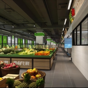 现代生鲜超市3D模型下载